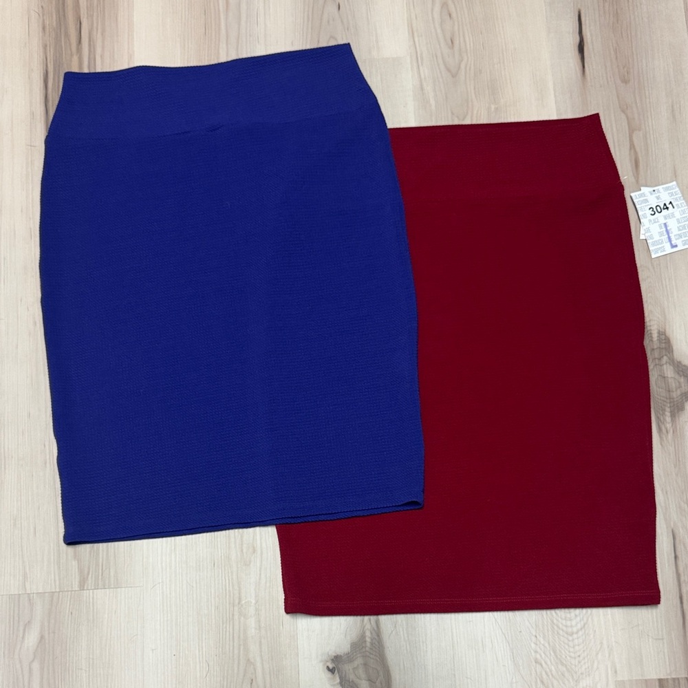 LuLaRoe Elegant Deep Purple and Burnt Red Women's Skirt Bundle